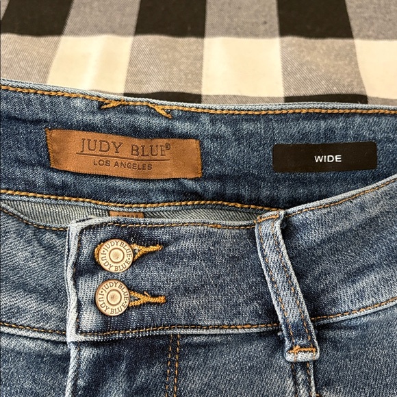 Judy Blue High Waist Double Button Star Front Seam Wide Leg Denim Jeans 14W x 32 - Picture 7 of 15